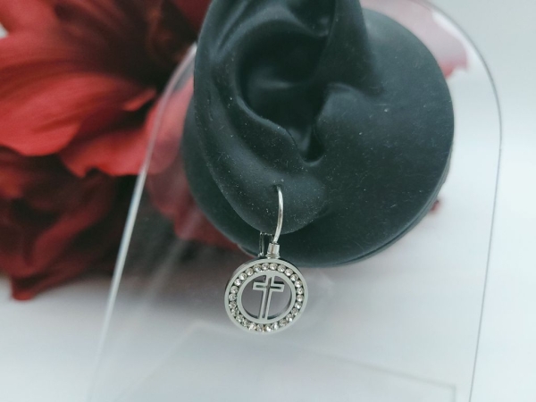 Glitzer Herz Motiv Creolen Edelstahl Ohrringe